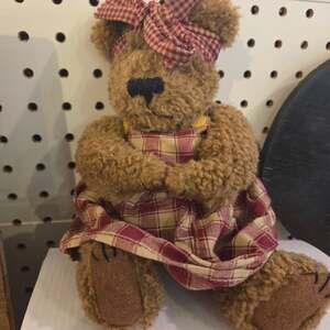 Vintage Boyds Bears Eudemia Q. Quignapple Plush 9" Red Gingham Dress & Bow